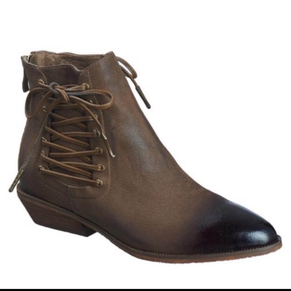 Brand New! Sz 37 Antelope Brown Zip Corset Boots Bootie Comfort Genuine Leather